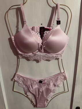 La SENZA Soft Lace 2 Cup Push Up Bra & Panty Set - Light Pink